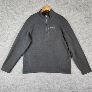 Marmot Pullover Mens XXL Black Fleece 1/4 Zip Sweater Chest Pocket Outdoor